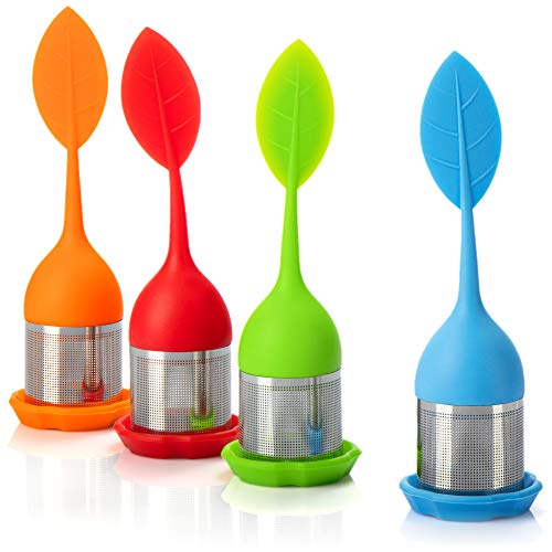 CONSEGNA: 4x colini, 4x piattino // dimensioni colino (altezza x Ø): ca. 15x4cm / piattino (altezza x Ø): ca. 1x5cm // materiale: acciaio inox, silicone // colori: verde, arancione, blu, rosso, giallo, nero, viola, rosa [la selezione varia secondo disponibilità] // lavabile in lavastoviglie // dimensione filtro: ca. 0,75 mm