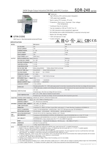 Alimentation industrielle 240 W SDR-240-48 sortie unique 48V PFC - 3