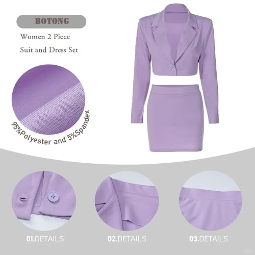 Women's 2 Piece Suit Skirt Set One Button Notch Lapel Business Casual Cropped Blazer and Pencil Skirt Set2
