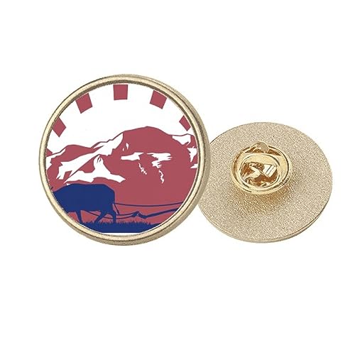 Broche ronde en métal doré culture thaïlandaise taille M