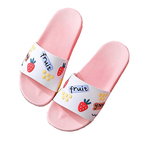 xsby Women Outdoor Slide Slippers Slip on Shower Sandals Quick Dry Bedroom Indoor Beach Gym Bath Shoes White Fruit 40-41