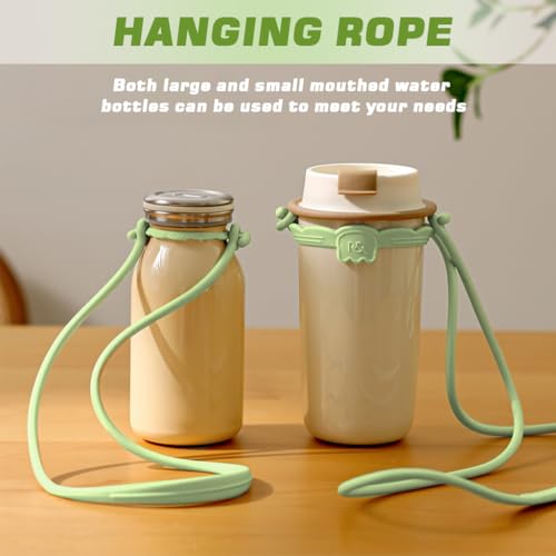 Image of HASTHIP Kids Water Bottle Carrier Straps Kit, 2-in-1 Soft Rubber Crossbody Sling & Hand Strap, Anti-Slip Ring Collars for Tumblers, Cups & Bottles, School & Travel