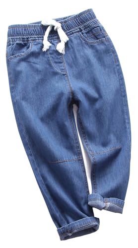 SEAUR Boys' Jeans Cotton Denim Shorts Pants Kids Fashion Jeans Elastic Waist Jeans Shorts with Pockets Summer Pull On Jeans