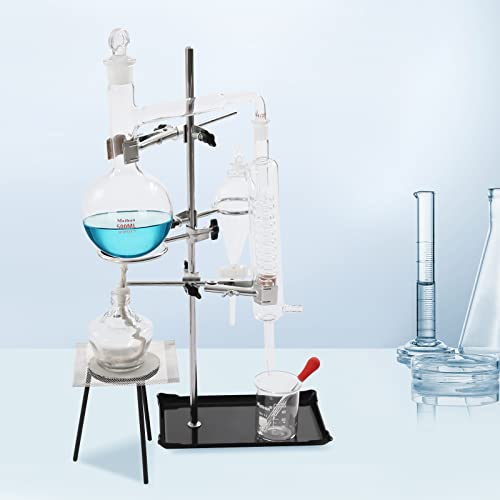 500ML Distillation Apparatus for Home,Glass Steam Distillation Kit, Distilling Set with Essential Oil Extraction Maker Organic Chemistry Lab Glassware Equipment