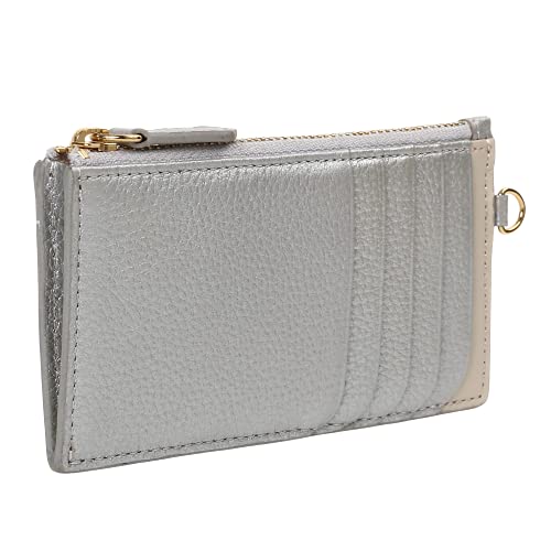 [モノボックス] 牛本革 フラグメントケース ミニジップウォレット カード6枚 coincard02 シルバー/アイボリー