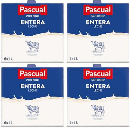 Pascual- Leche Pascual Clásica Entera. Formato 6x 1 L (Paquete de 4)