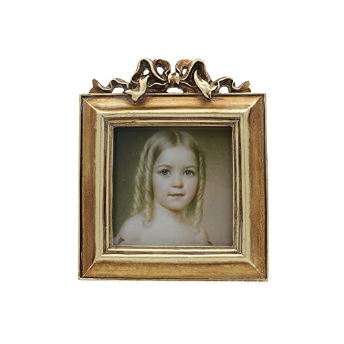 SYLVIA'S SHOP Vintage 3x3 Square Picture Frame, Small Antique Gold Frames