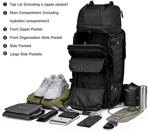 Mardingtop 60L/55L/75L Internal Frame Backpack,Large Hiking Backpack Military Rucksack with Rain Cover for Camping Outdoor Trekking Mountaineering Hunting