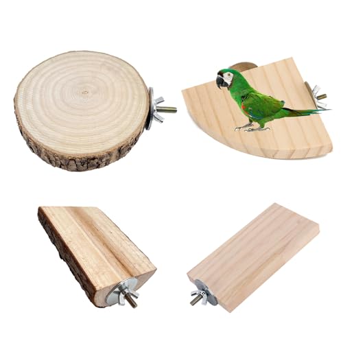Plataforma para Mascotas - 4 Piezas Aves Percha Plataforma de Madera para Pájaros y Hámsters, Proporcionar Lugares para Descansar