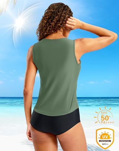 Image of G Gradual Tankini Tops for Women High Neck Swimsuits Swim Top Modest Bathing Suit Swimwear Tank Top only No Bottom