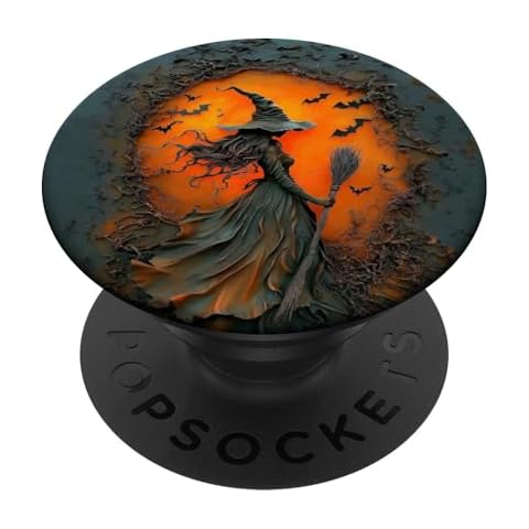 Witch Silhouette with Bats - Halloween PopSockets Standard PopGrip Cover