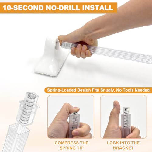 Image of Towel Bar Replacement Rod 24 Inches Bathroom Towel Rack with Adjustable Spring End Wall Mount Replacement Towel Bar for Ceramic Holder Bathroom and Kitchen Towel Rod Storage (Clear Towel Holder)