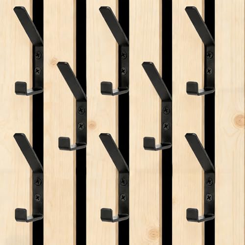 Fouvin 8 sztuk paneli akustycznych paneli ściennych, haki do paneli akustycznych, wieszak na garderobę, podwójny wieszak na ubrania, czarny, aluminium, 13 mm