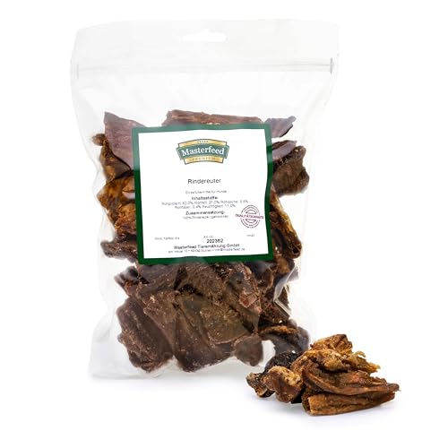 Masterfeed Rindereuter 10 cm, Getrocknet, 100% Natürlich, Kauartikel für Hunde, 500 g