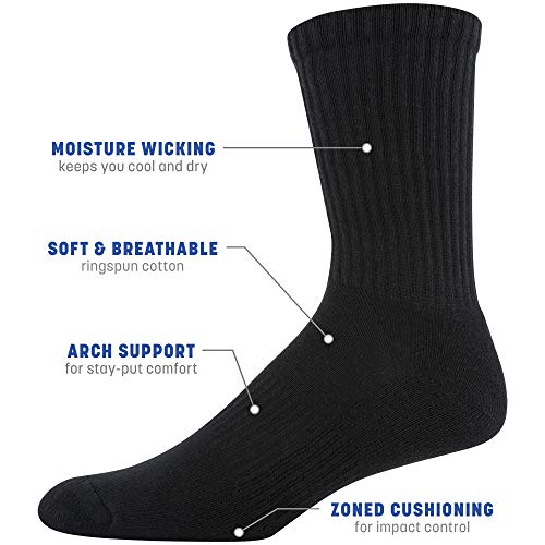 Gildan Men's Active Cotton Crew Socks, 10-Pairs, Black, Shoe Size: 6-12 by Gildan - Image 3