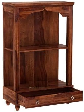 JB Art Solid Wood Temple Mandir in Sheesham Wood Home & Office Furniture Pooja Mandir with Door for Home & Office & Shop Furniture (Honey)