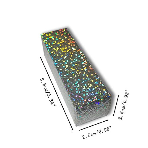 Anzka 100 Pcs Lipstick Boxes 3.35X1X1" Silver Packaging Kraft Paper Diy Gift Make-Up Organzier Glitter Essence Oil Bottle Lip Gloss Balm Glaze Tube Cosmetics Storage Perfume Sample Wrapping Case (Silver) #TOP4
