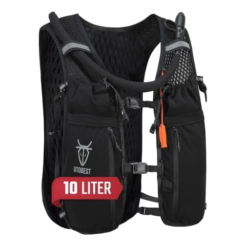 UTOBEST Upgrade Running Hydration Vest 10L, Running Backpack for Women Men Multi-Functional Storage with 2L Hydration Bladder, Adjustable Water Vest for Trail Marathon Race Jogging Cycling Black XL Cover