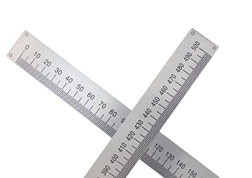 2Pcs Aluminum Alloy Self-Adhesive Measuring Tape Sticky Ruler Workbench Ruler 0-200Mm Left-Right Reading Vertical 15Mm Width For Work, Woodworking, Saw, Drafting Table（Silver） #TOP3