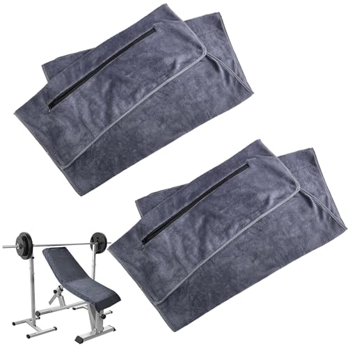 EVDZNA Sporthandtuch, 2 Stück 120 x 50 cm Fitness Handtuch, Sporthandtuch mit Reißverschlusstasche, Mikrofaser Fitnesshandtuch, Yoga Handtuch, für Sportliche Aktivitäten, Grau