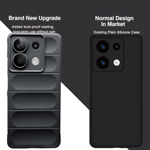 Image of A rtistque Liquid Silicone Stripes Back Cover Case for Mi Redmi Note 13 Pro 5G | with Camera Protection | with Inner Fabric | Anti Slip Grip | AirBag Case - Black