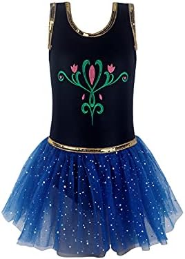EQSJIU Ballerina Gymnastics Leotards with Tutu Dress for Baby Toddler Girls 2t 3t 12-18 Month 24 Months Black Blue Embroidery Sparkly Sequins