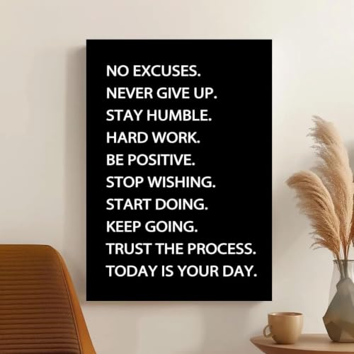 Motivational Canvas, Home Office Decor, Quote Wall Art, Weightlifting Fitness, Sports Inspiration, Home Gym Inspirational Framed Canvas Print Wall Decor for Bedroom, Black Poster - Image 3