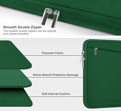 Image of 15.6 inch Laptop Sleeve, Durable Carrying Bag Protective Case Briefcase Handbag with Front Pocket, Slim Computer Cover for 15-16 Inch HP, Dell, Lenovo, Asus, Notebook, Dark Green
