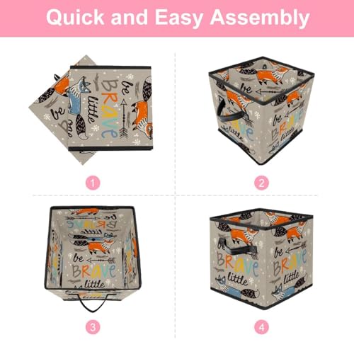 Boîte de rangement pliable cube compacte et robuste avec double poignée - 6