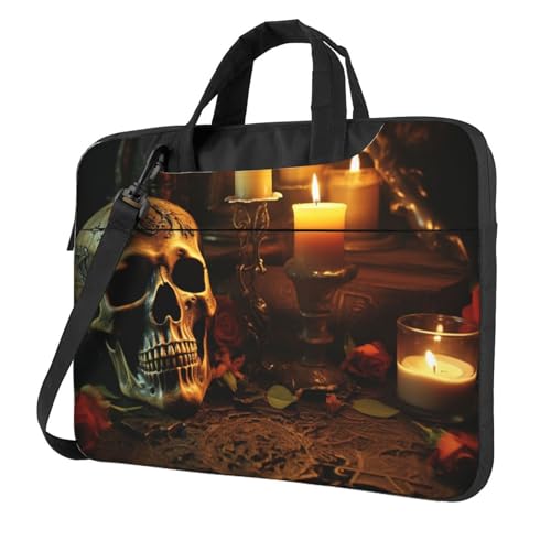 Maletín para portátil con diseño de calaveras y velas miniatura 1