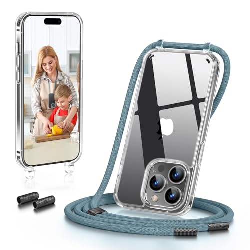 GOODVISH Handykette Kompatibel mit Apple iPhone 13 iPhone 14 Display, Necklace Hülle mit Band Handyhülle für zum Umhängen, Transparent Case mit Schnur, Kameraschutz und Bildschirmschutz