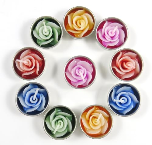 Bougies chauffe-plat et recharges pour porte-bougies comprenant 10 bougies parfumées en forme de rose