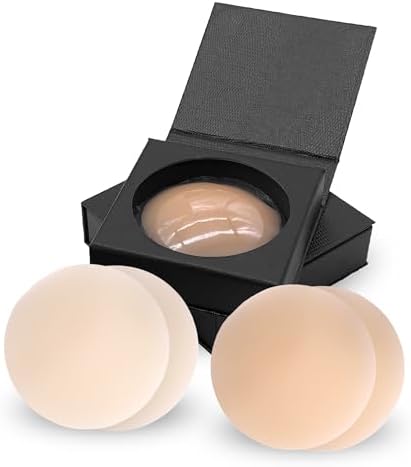 Sticky Adhesive Silicone Nipple Pasties - Reusable Pasty Nipple Covers for Women Silicone Reusable Nipple Covers Ultra thin No show, 2 Pairs with Travel Box image 5