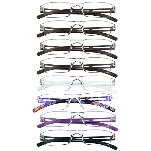 Image of 8 Pack Reading Glasses, Blue Light Blocking Computer Reading Glasses for Women and Men, Lightweight Readers (4 Color+4 Brown,+2.50Magnification)