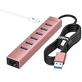Hub USB 8 en 1 : ce hub USB 3.0 peut instantanément étendre 1 port USB A en 8 ports, y compris 6 ports USB 3.0, 1 port de charge USB C 5 V et 1 port Ethernet Gigabit. Ne vous inquiétez plus des ports USB inadéquats.