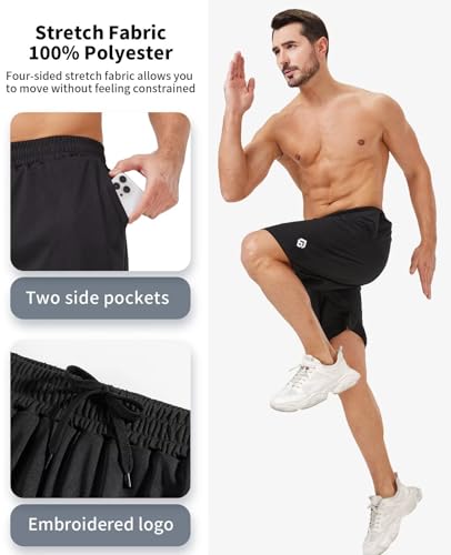 5 Pack Mens Shorts Casual with Pockets,Mens Athletic Shorts 9''Quick Dry Basketball Shorts Men for Gym Running3