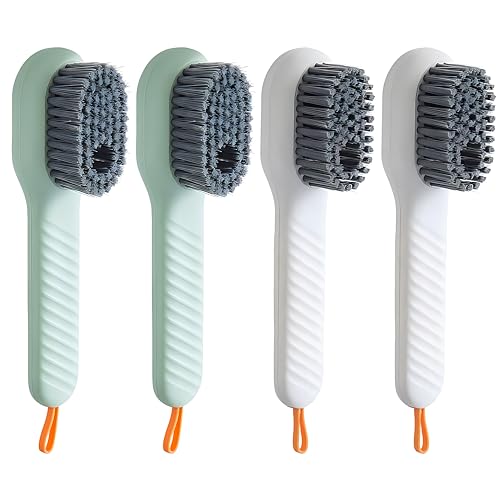 Multifuncional Cepillo de Limpieza para Zapatos，4 Piezas Cepillos para Zapatos con Dispensador de Jabón Cepillos Domésticos de Cerdas Suaves para Ropa, Zapatos