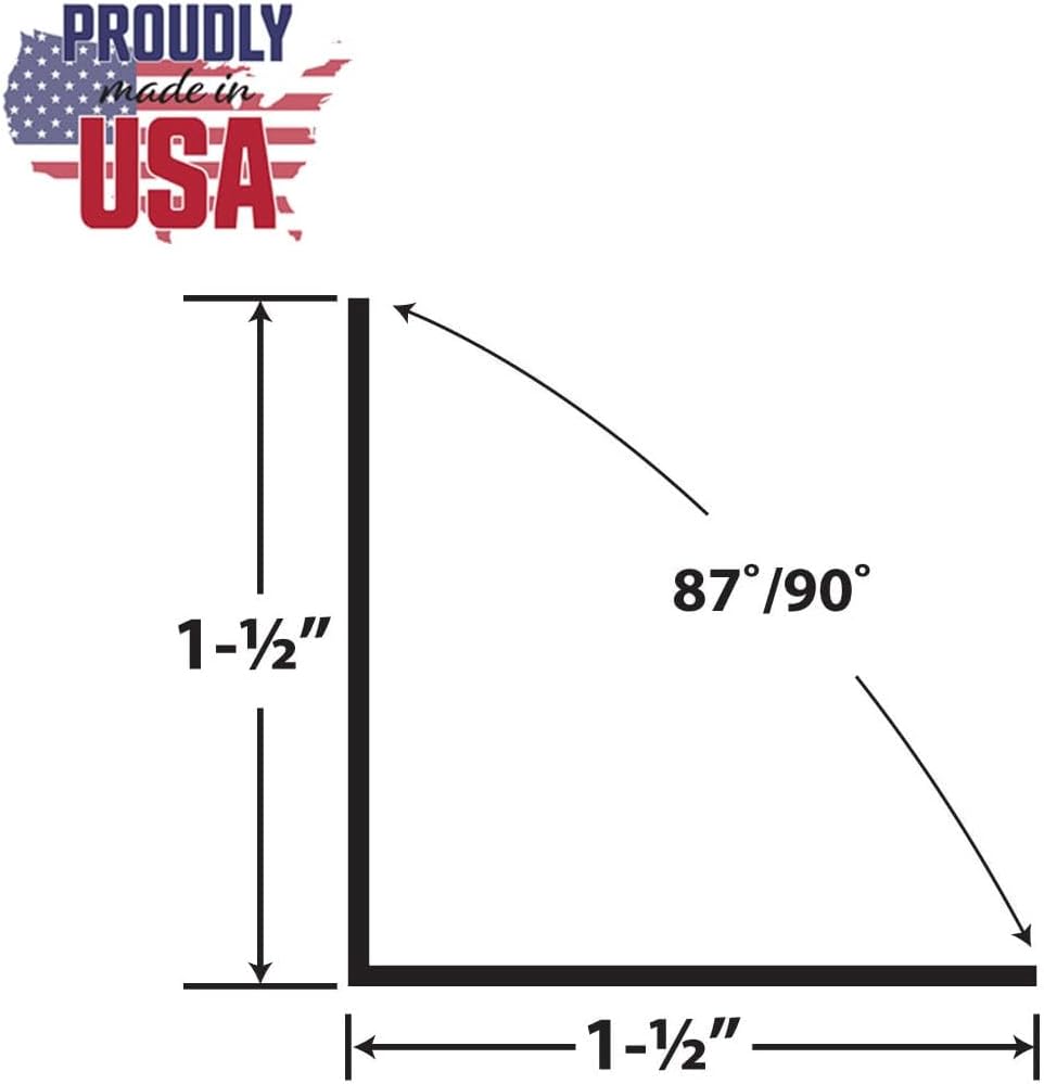 Outwater Plastics 1940-Wh White 1-1/2 Inch X 1-1/2 Inch X 3/64 (.047) Inch Thick Styrene Plastic Even Leg Angle Moulding 48 Inch Lengths (Pack of 3)