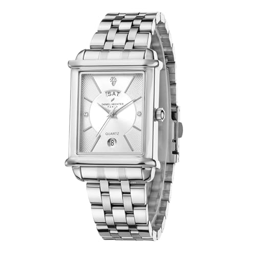 Image of Daniel Hechter Paris Etoile Collection Watch for Men Analog Watch - Rectangular Dial with Day & Date Display, Stainless Steel Strap, Quartz Movement