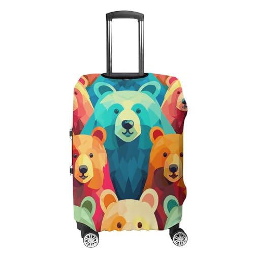 Colorful Bears Luggage Covers Tsa Approved Suitcase Cover Elastic Washable Luggage Sleeve Carry on Cover Protector Anti-Scratch Suitcase Protector Fits 19-30 Inch Case(L)4