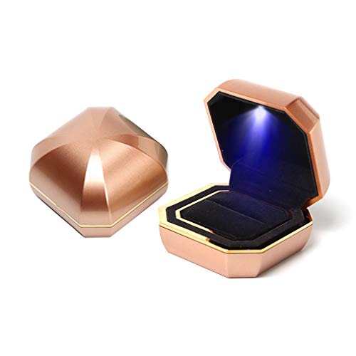 iSuperb Luz LED Cajas para Joyas Anillo Pendiente Colgante Collar Pulsera Almacenamiento Caja de Regalo Ring led Jewelry Gift Box para Bodas de Compromiso Cover
