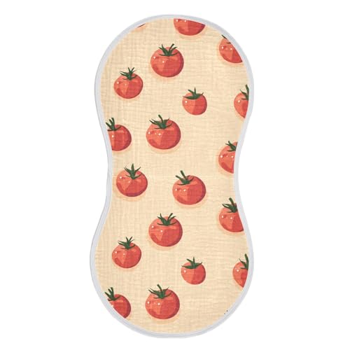 4 Pack Baby Burp Cloths, Soft Absorbent Burping Cloths for Babies, Cotton Milk Spit Up Rags, Large Size for Newborns, Baby Boys and Girls (Red Tomatoes)