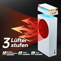 Mcbazel Xbox Serie S Lüfter Staubschutzhaube mit 7 RGB Lichteffekten, Unterstützung 4000/4300/4500 RPM/USB Datentransfer/Ladeanschluss/RGB Dual Cooler für Xbox Serie S - Weiß – Ansicht 5