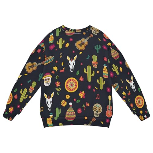 JUNZAN Cinco De Mayo Mexico Cartoon Skull Kids Boys Hoodie Sweatshirt Long Sleeve Outerwear for Kids Party 4T2
