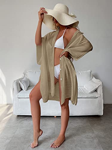 Verdusa Women's Batwing Sleeve Semi-Sheer Beach Kimono Cover Up4