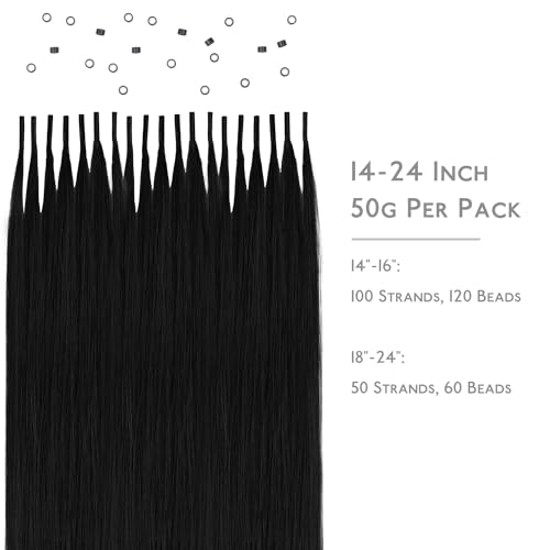 Image of WENNALIFE I Tip Hair Extensions Human Hair, 50g 50s 18 Inch Jet Black Remy Itip Human Hair Extensions Invisible Itips Straight I Tips Fusion Extensions Real Human Hair