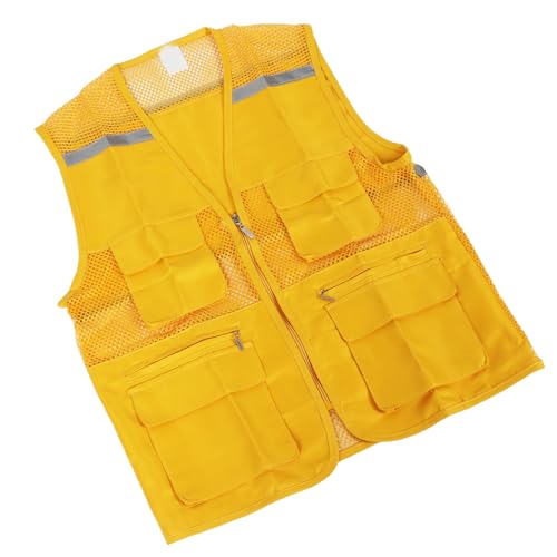 Volunteer Vest Yellow, Portable Volunteer Work Clothes Versatile Breathable with Multi Pockets for Advertising3