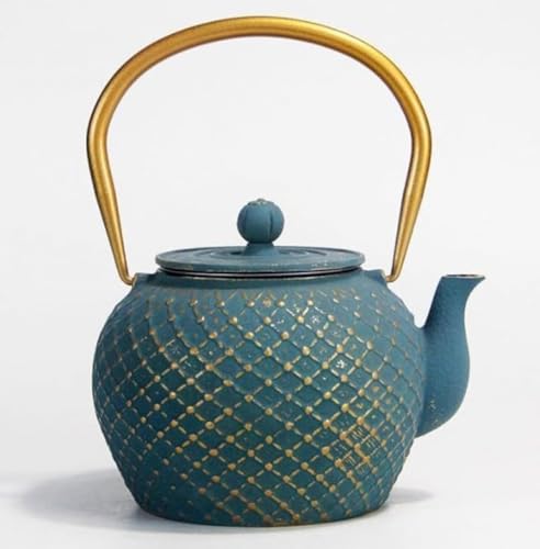 Xiraivke 南部鉄器鉄瓶 手作り急須 茶濾過網付き 鉄分補給 茶道道具 伝統工芸品 フラットポット型 直火・電磁炉両対応