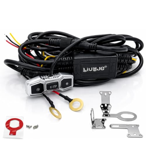 Image of LIU HJG 3 Pin Coupler Premium Wiring Harness for Auxiliary LED Fog Lights 3.4 Meter Wire with Heavy Duty Metal Switch Copper Wiring Suitable for 3 Wire Fog Lights (Pack of 1)