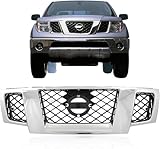 New Aftermarket Chrome Grille Compatible With Nissan Frontier 2005-2020 Outer Frame mat Black Mesh Grill Insert 62310ZL00B NI1200233